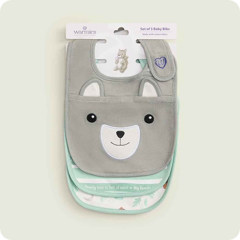 Gray Squirrel Bib Set